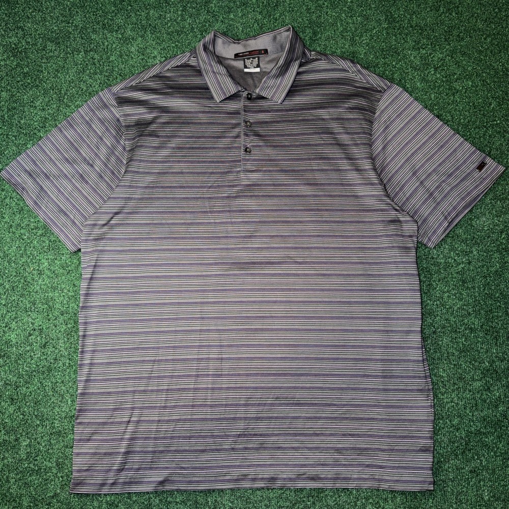 nike dri fit tiger woods collection Polo Shirt Men's Size XL Multi Color Stripe